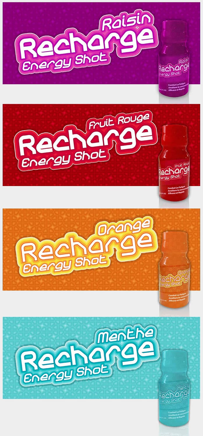 Recharge Energy Drinks Brand Packaging