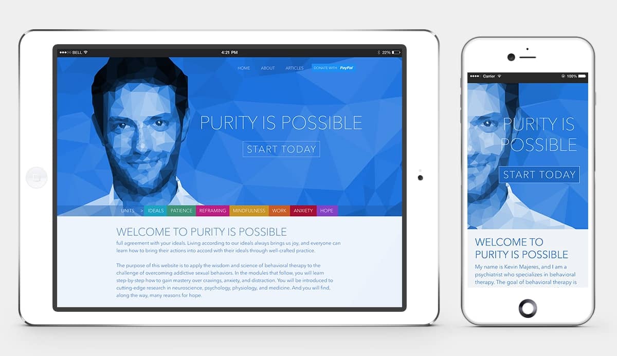 Purity is Possible Website Home Tablet and Mobile